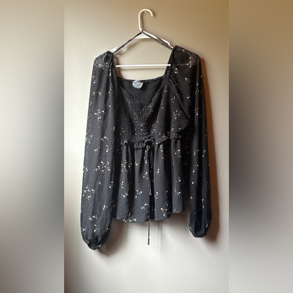 Black Floral Women's Top